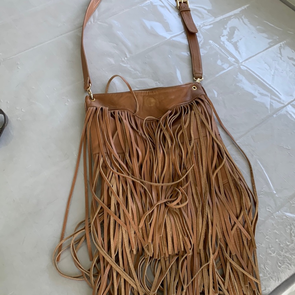 Zina Eva leather fringe shoulder bag
